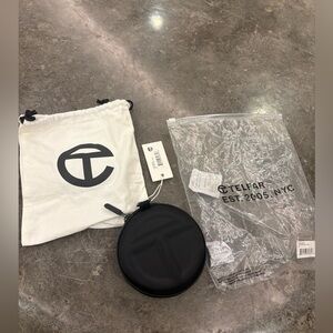Telfar Black Round MEDIUM PILL with White Drawstring Dust Bag